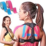 Posture Corrector for Women and Men | Front Adjustable Clavicle Brace | Back Brace for Posture Correction | Improve Bad Posture | Kinesiology Tape included by 4Elite