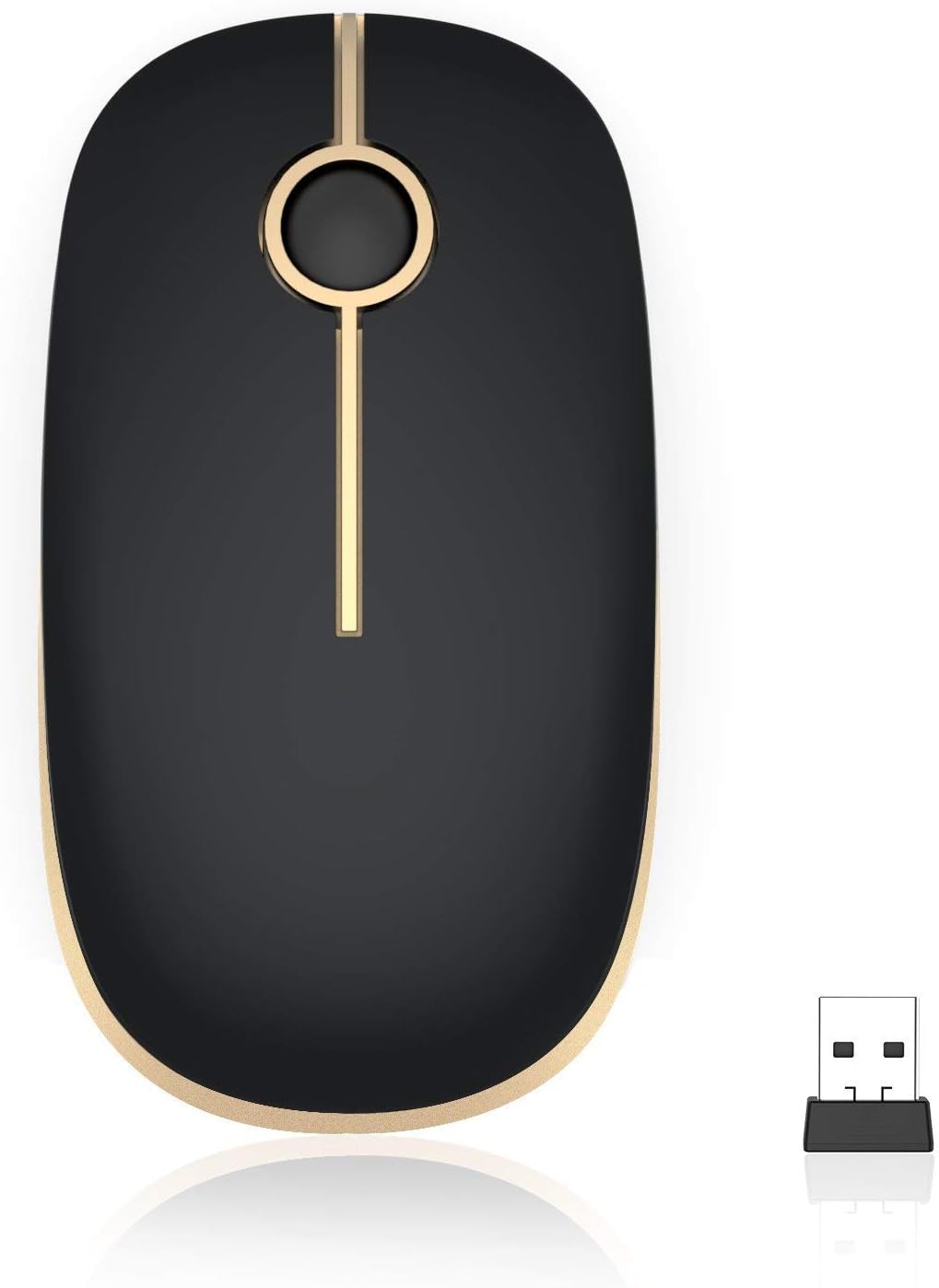 Jelly Comb 2.4G Slim Wireless Mouse with Nano Receiver MS001 (Black and Gold): Computers & Accessories