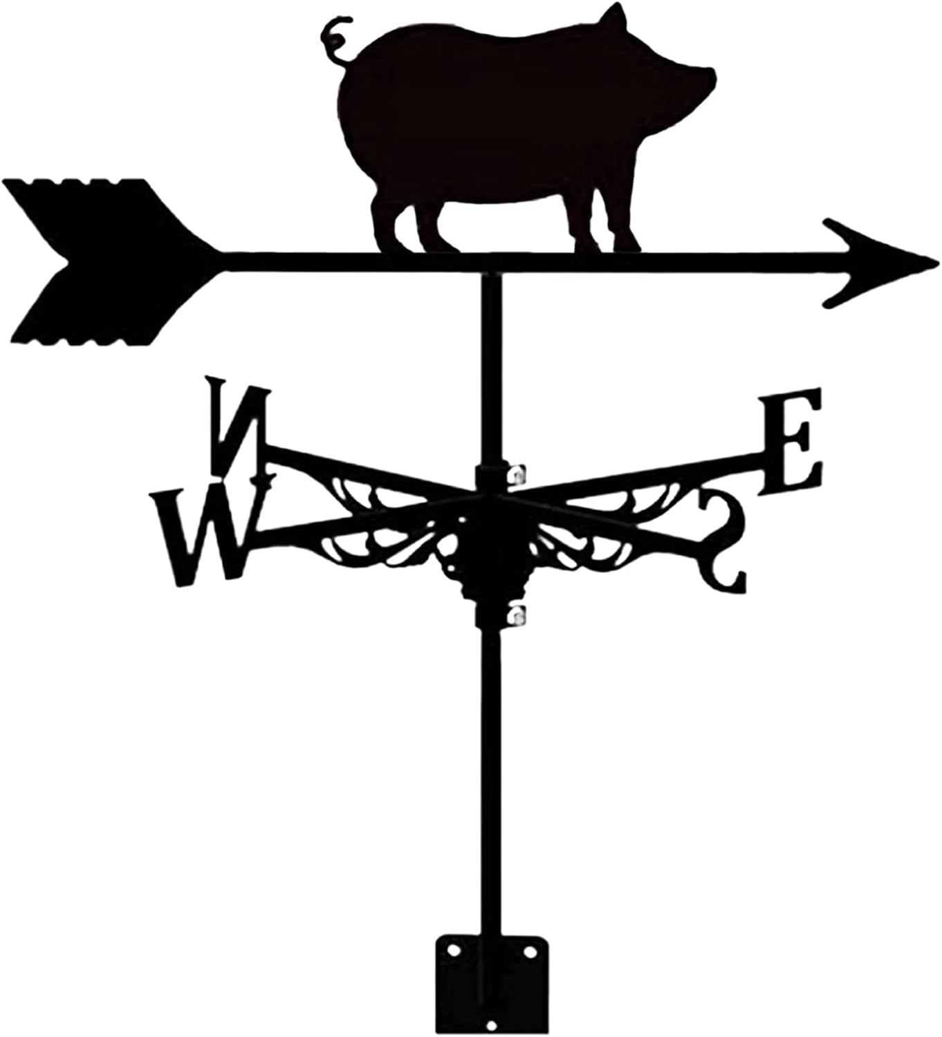 Weathervanes - Metal Retro Wind Vane Classic Pig Weathervane Durable Metal Wind Direction Indicator Garden Patio Farm Barn Garage Fence Outdoor Gazebo Decorate,A