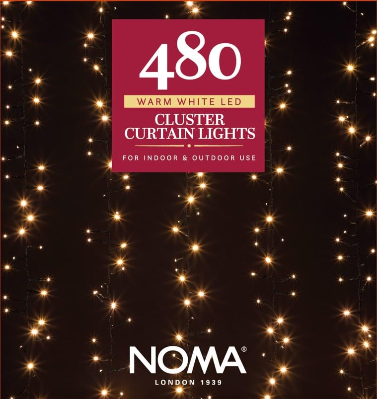 NOMA Christmas Cluster Curtain Light, 480 Warm White LED's, 1.92 m