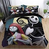 Ankeyoo Duvet Cover Sets, Nightmare Christmas Jack and Sally Rose Decor Bedding Set, Home Bedroom Decoration, Microfiber Fabric, No Comforter, 3pcs (King (U.S. Standard))