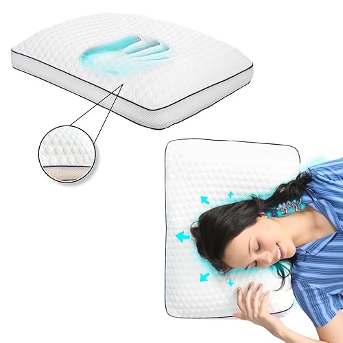 Home Sense Memory Foam Pillow, Breathable Height Orthopedic, Cervical Pillow for Neck Pain, Machine Washable Side Sleeper Neck Pillow, Flat, White, Unscented