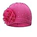Tou Baby Girl's Winter Flower Hats Diamante Princesses Hats Crochet Caps 1-7t (1-2T, Red)