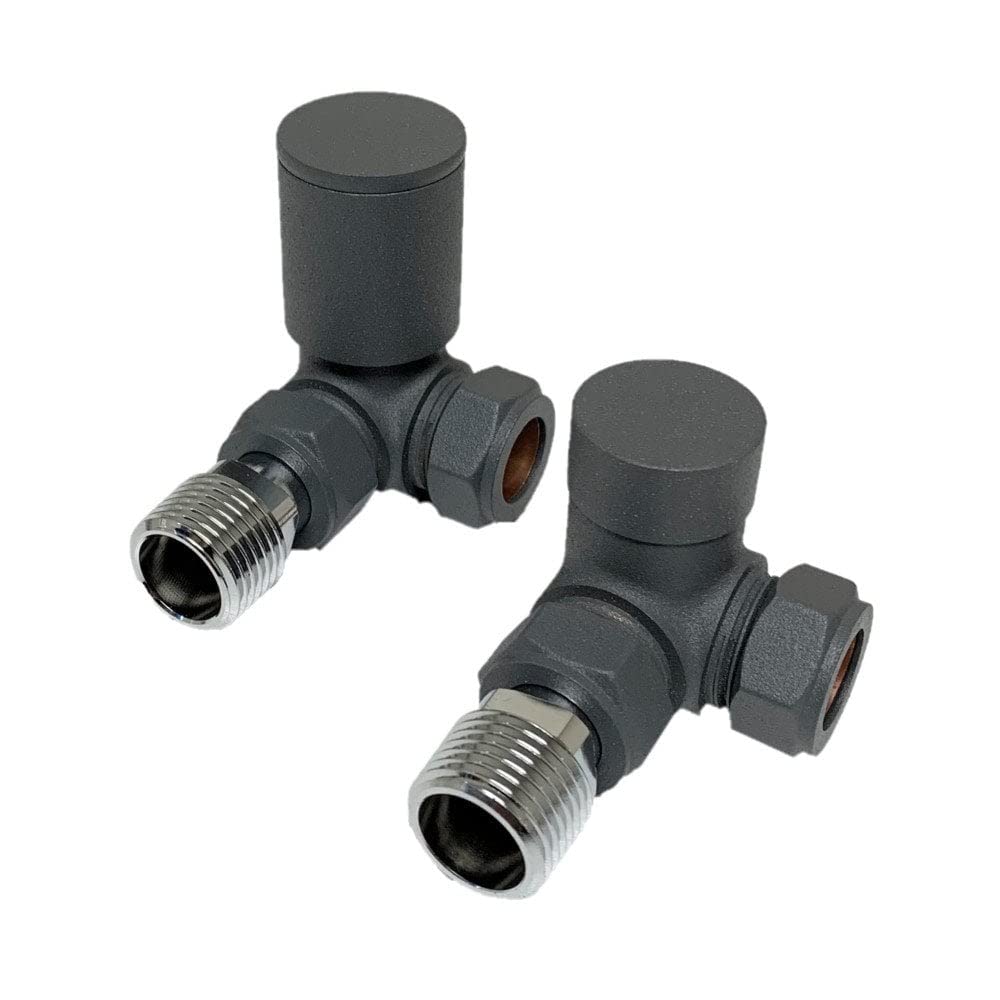 UKDD® Towel Rails Valve Radiators Suitable for Installation of Your Heated Designer Minimalist Central Heating System (Towel Rail Corner Anthracite Valves (Pair))