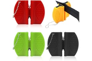 QZDADA 2PCS Portable Kitchen Knife Sharpener, Thick & Fine 2-Stage Mini Pocket Knife Sharpening Tool for Mountaineering Camping Travel or Outdoor BBQ (2 random color)