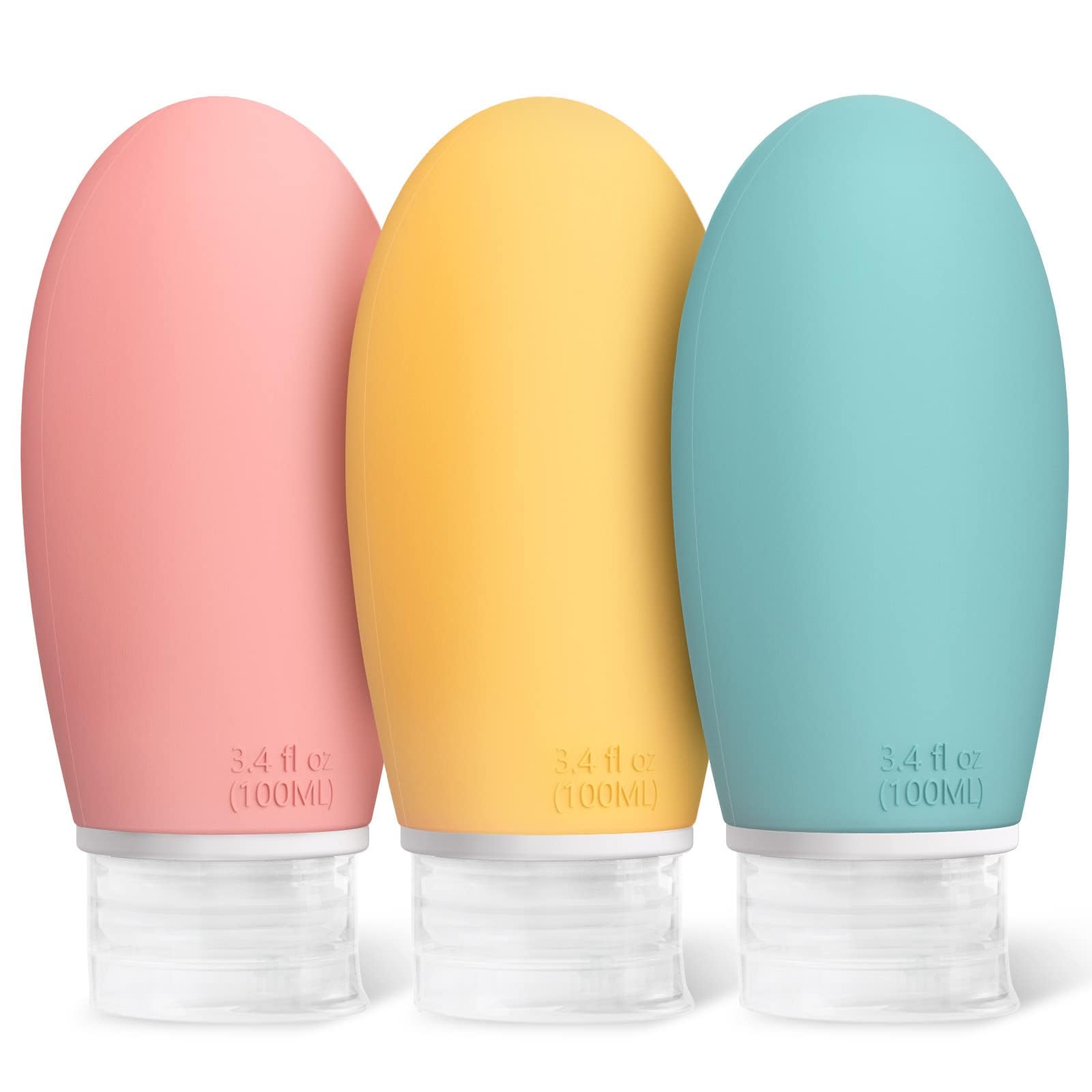 Opret 100ml Silicone Travel Bottle for Toiletries, 3 Pack Leak Proof Refillable Travel Containers Squeezable Travel Accessories for Shampoos, Conditioner and Cream, BPA Free and TSA Approved