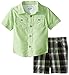 Calvin Klein Baby-Boys Infant Green Shirt with Plaid Shorts