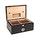 Wooden Desktop Cigar Humidor, 120 Count with Beautiful Matte Black Finish