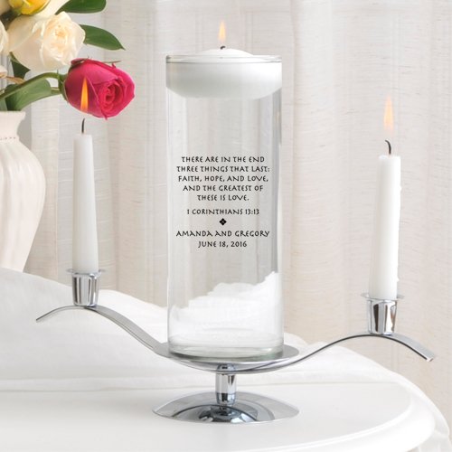 Personalized Floating Wedding Unity Candle - Personalized Wedding Candle - Includes Stand - Corinthians