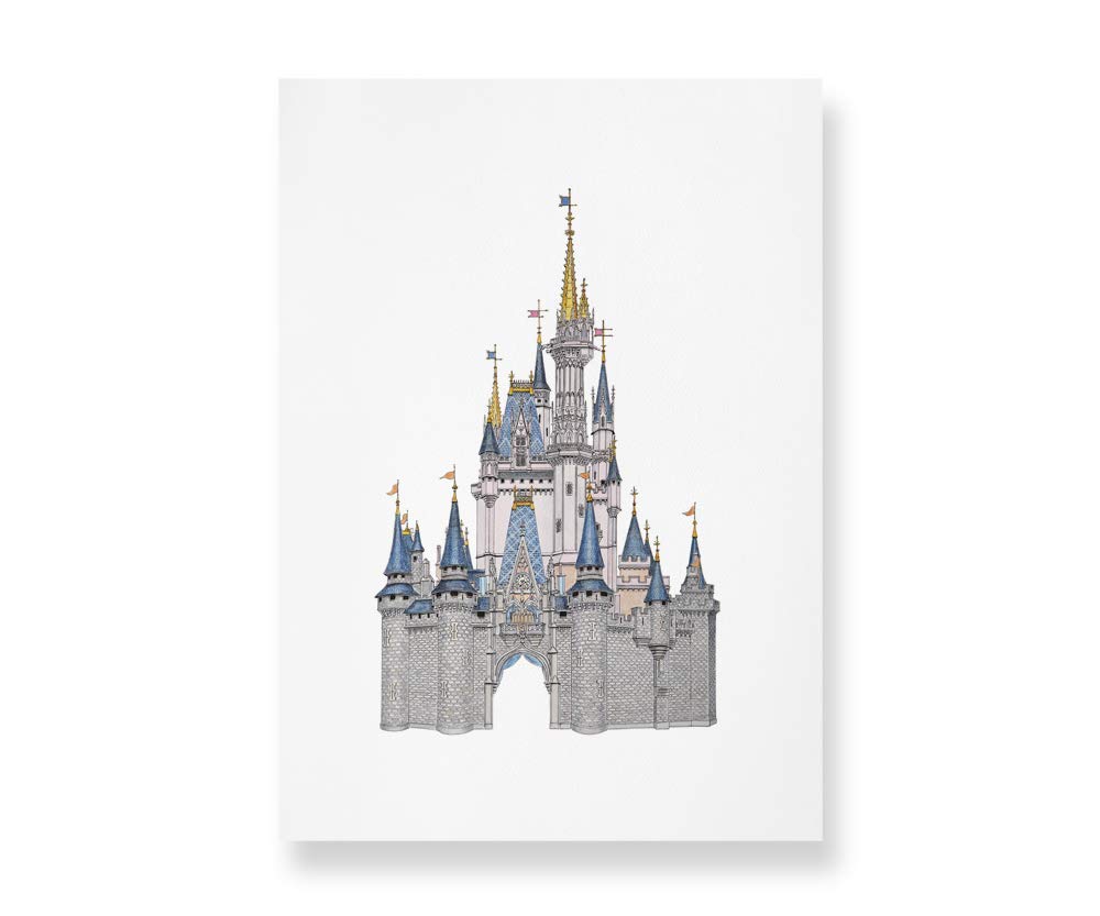 Disney World Castle Detailed Art Prints Taken From My Very Detailed Drawing Watercolour Painting Perfect Disney Castle Gift Amazon Co Uk Handmade
