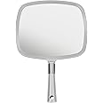 MIRRORVANA Professional Large Hand Mirror with Ergonomic Handle for Men & Women - Premium Handheld Haircut Mirrors for Barber and Salon - 9" x 13" (Elegant Silver Luxe Edition)