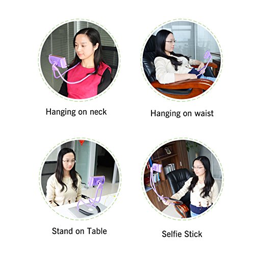 Neck Cell Phone Holder for Desk Bed,Bike and Motorcycle Phone Mount ,Universal Lazy Bracket Mobile Phone Stand Holder (Blue) - Thumbnail 6