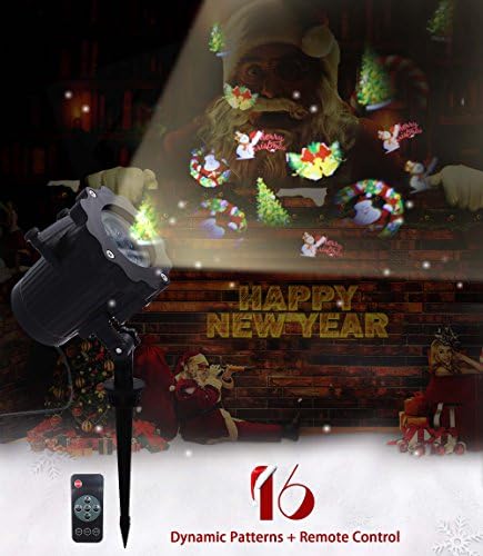 Christmas light projector,Vandeng 16 Exclusive Design Slides IP65 Waterproof Landscape Motion Projector Lights for Christmas Halloween Holiday Party