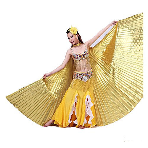 Doinshop Women Egypt Belly Dance Costume Bifurcate Isis Wings 360 Degrees No Sticks