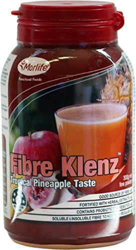 Morlife Fibre Klenz 300g - Tropical Pineapple Taste, Fibre Supplement for Digestive Health, 30 serves