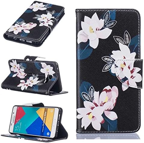 KKEIKO® Galaxy A5 2016 Case [with Free Tempered Glass Screen Protector], Leather Colorful Pattern Design Flip Wallet Case, Premium Protective Bumper Cover for Samsung Galaxy A5 2016 (Black #2)