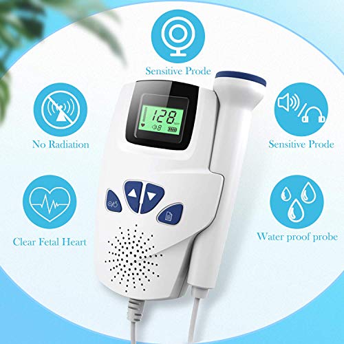 Baby Heartbeat Monitor Fetal Doppler – Home Use, LCD Display, Safe For Pregnancy From 12 Weeks