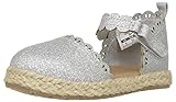 OshKosh B'Gosh Girls' Faline Closed Toe Espadrille Sandal Mary Jane Flat, Silver, 10 M US Toddler