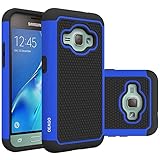 J1 2016 Case, Galaxy Amp 2 Case, Galaxy Express 3 Case, OEAGO [Shockproof] [Impact Protection] Hybrid Dual Layer Defender Protective Case Cover for Samsung Galaxy Amp 2 / J1 2016 / Express 3 - Blue
