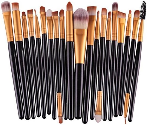 20pcs Eye Makeup Brushes Set Eyeshadow Blending Brush Powder Foundation Eyeshadading Eyebrow Lip Eyeliner Brush Cosmetic Tool (black gold)