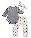Lily.Pie Baby Girls 3pcs Outfits Bodysuits with Sweetheart Leggings Headband Toddler Clothes (12-18M, Sweetheart)