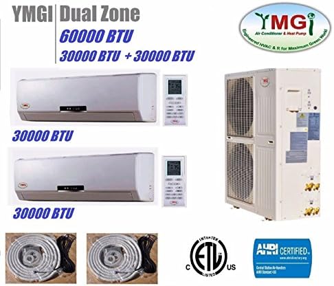 YMGI 60000BTU (2x30K) DUAL ZONE DUCTLESS 13 SEER MINI SPLIT AIR CONDITIONER HEAT PUMP
