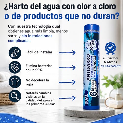 Sistema Dual Desinfectante y Antisarro para Tinaco | Mejora Calidad del Agua | Para Depósitos de 450 a 1100 L | 6 Meses de Protección - 3 Unidadades