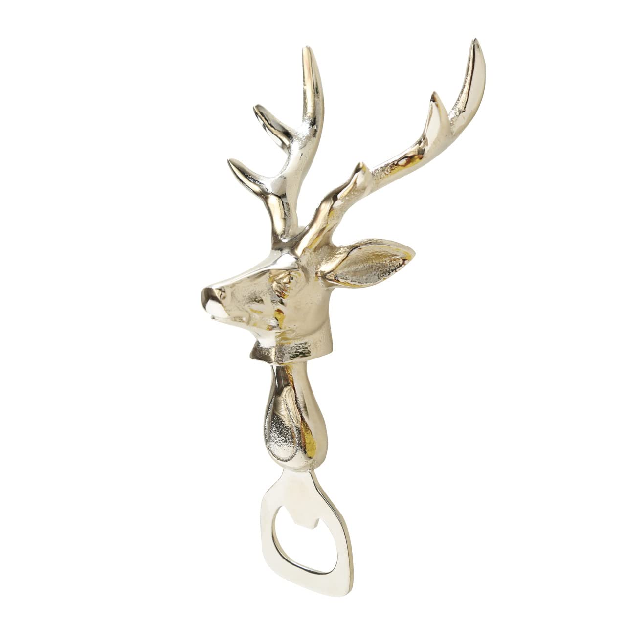 Boltze 1012442 Bottle Opener Stag Head Silver Shiny Beer Opener Metal/Aluminium Gift Idea