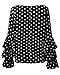 ZANZEA Womens Bell Sleeve Tops Blouses Ruffle Long Sleeve Polka Dot Round Neck Shirt Polka Dot Black US XL