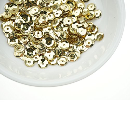 Bilipala Bulk Gold Sequins, Iridescent Spangles For DIY Crafts, Embroidery, 6mm, About 3000 Pieces