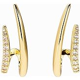 Gold Stud Earrings for Women ,Trendy 14K Gold Plated, Single Pin Double Hoop Earrings,Dainty Minimalist, Unique Design, Hypoallergenic, Small & Noticeable,Waterproof Everyday Wear, Gift Idea