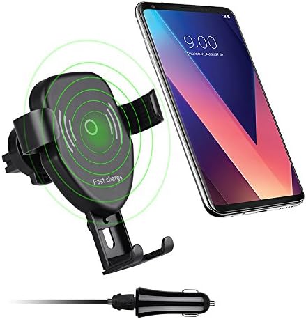 Qi Wireless Charger Car Mount Air Vent Holder Fast Charging for Samsung Galaxy S8 S8 Plus S7 S7 Edge S6 Edge plus Note 5,Standard Charging for iPhone X 8 Plus 8 (Black)