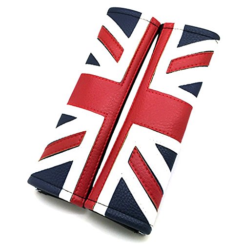 Click Here to See More Images Sodez Blue Union Jack UK Flag Sythentic Leather Driver Passenger Seat Belt Pad for Mini Cooper Matching Style