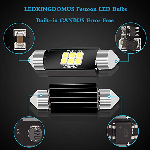 LEDKINGDOMUS 42mm 1.65 Inch 6SMD CANBUS Error Free Festoon LED Interior Map Dome Door Lights Bulbs 211-2 212-2 569 578 6411 (White)