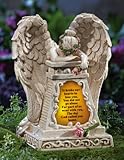 Solar Lighted Stone-Finished Weeping Angel Garden Memorial, Beige