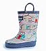 Oakiwear Girls Rubber Rain Boots w/ Easy-On Handles - Pink Owls