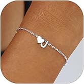 ChicSilver Sterling Silver Initial Bracelet Letters Personalized Heart Bracelet Hypoallergenic Dainty Bracelets for Women