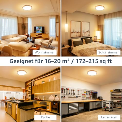 Lepro Ceiling Light 24 W, IP44 Waterproof Ceiling Light, 3000 K 2400 LM Bathroom Lamp, Warm White Ceiling Light, Bathroom, Ideal Bathroom Lamp, Ceiling for Bathroom, Bedroom, Hallway, Kitchen, Living Room, Diameter 29.3 cm