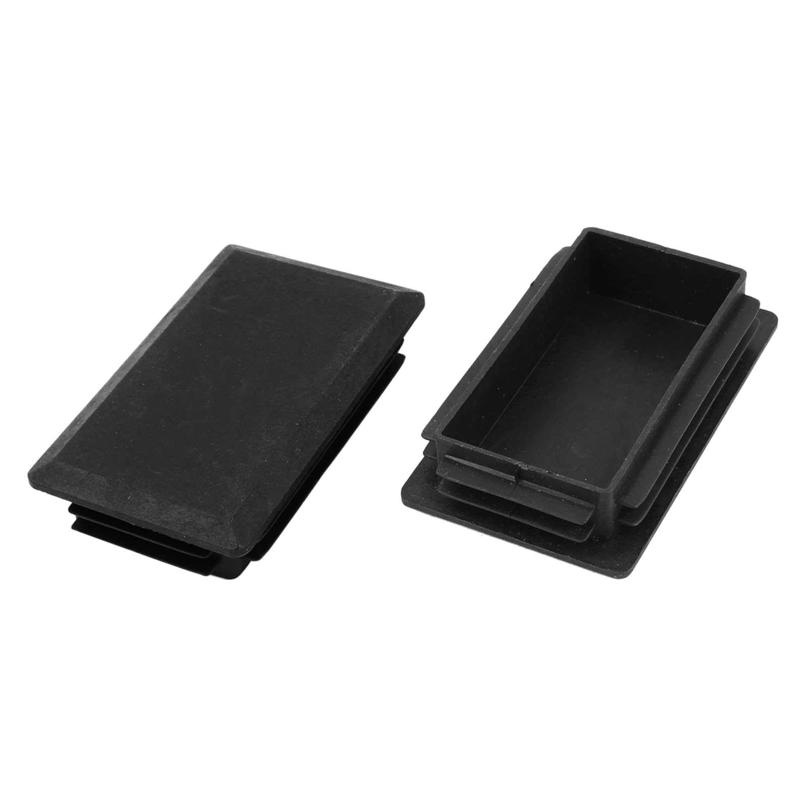 METALLIXITY Rectangle End Caps (100 x 60mm) 2Pcs, Plastic Rectangle Tube Inserts Threaded End Blanking Caps Protector - for Furniture Table Chair Legs, Black
