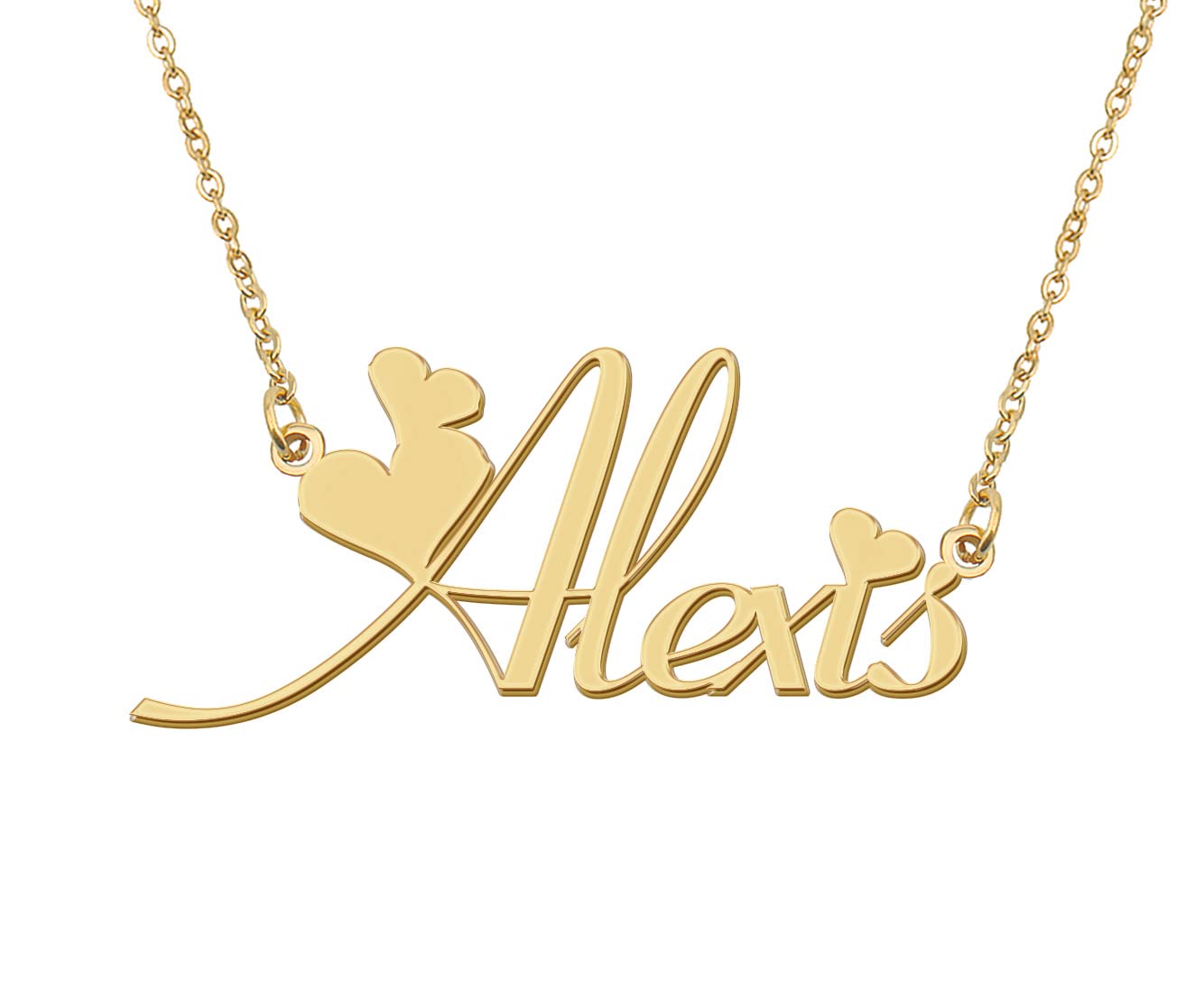 Aoloshow 18k Gold Plated Alexis Heart Name Necklace