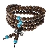 JOVIVI Tibetan 108 6mm 8mm Natural Wenge Wood Prayer Beads Buddha Mala Buddhist Bracelet Necklace