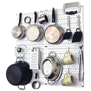 Wall Control Kitchen Pegboard Organizer Pots and Pans Pegboard Pack Storage and Organization Kit with White Pegboard and…