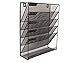 PAG Hanging Wall File Holder Mail Sorter Magazine Rack Office Supplies Metal Mesh Desk Organizer, 6 Tier, Black