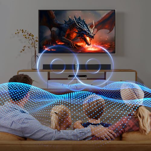 HoYLluDLL Soundbar for TV，80W 2-in-1 Detachable Sound Bar with 3 EQ Modes& Auto Volume Boost, Bluetooth 5.3/ARC/Optical/AUX, Home Theater Audio System for TV/PC/Laptop/Game Console, Black,1 Pcs