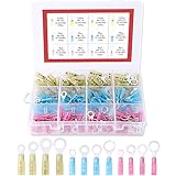 Hilitchi 180Pcs Nylon Insulated Heat Shrink Ring Terminal Electrical Wire Crimp Connectors Set, Yellow, Blue, Red