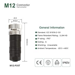 ECARCONETS M12 Sensor Connector 5 Pin Female A