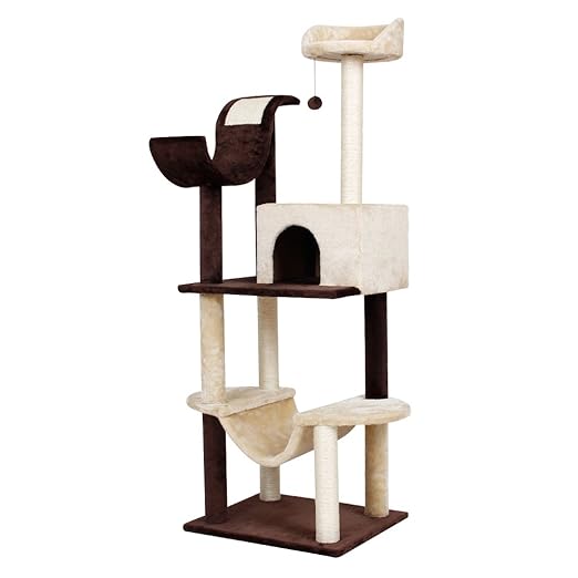 title=Finether Tiragraffi per Gatti Gatto Adulti 154cm Gatto Albero con Graffiatoio