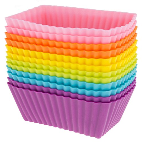 Gift Set of 12 Coloured Silicone Cupcake / Muffin Cases 2.5"(Random Color) (Rectangle)