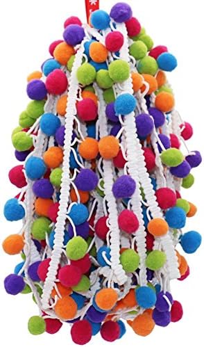 SUNSWEI 4.5 metres(5 Yards) Rainbow Pom Pom Ball Fringe Trim Ribbon Sewing Fabric DIY Craft