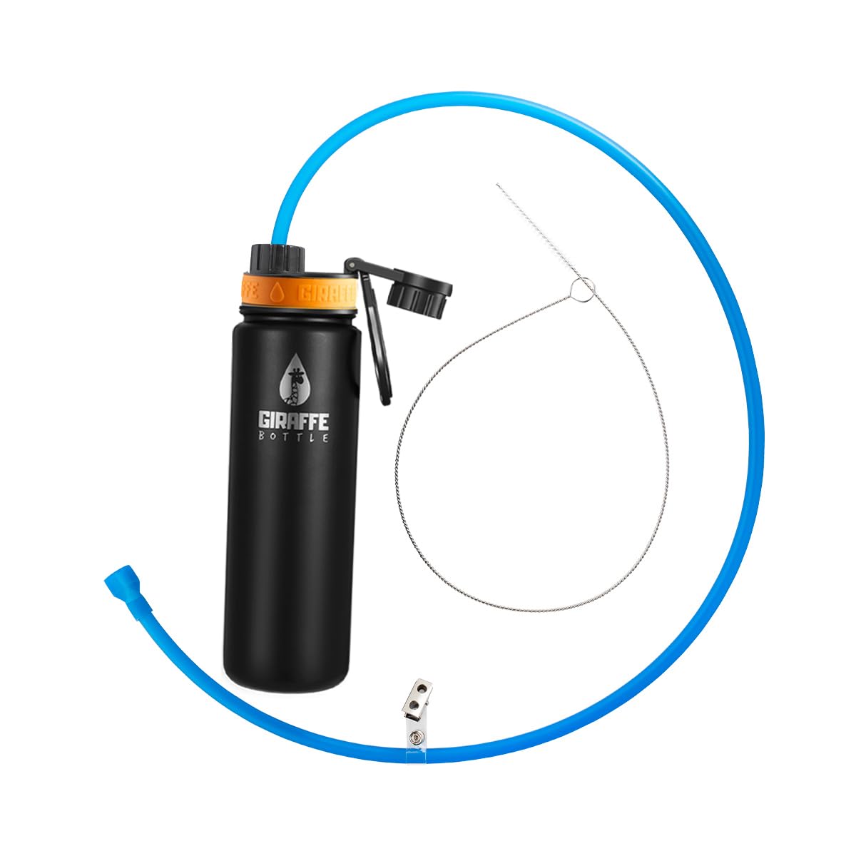 Giraffe Bottle Journey Hydration System, Insulated Stainless Steel Bottle, 36 inch / 91 cm Journey Straw